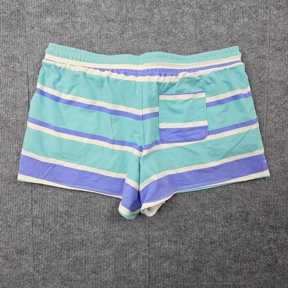 Wildfox Shorts Womens XL Blue White Green Striped Drawstring Pockets Loungewear - Picture 6 of 6